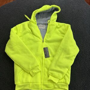 Pine Trails Sherpa Lined Hooded Medium Men's Jacket Blaze Yellow NWT